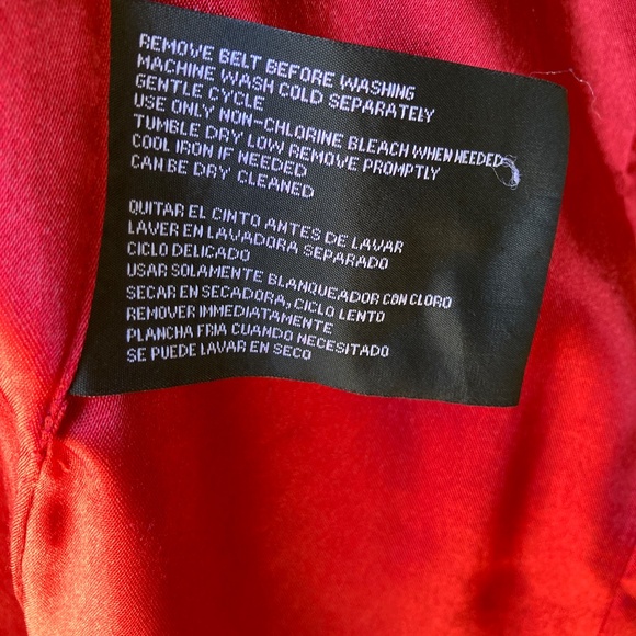 Large Red Satin Finish Trench Coat by Weatherproof - Picture 8 of 12